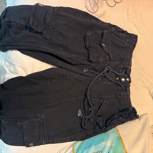 Free people Black Cargo Pants with Drawstring